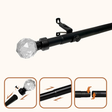 跨境厂家直销独立包装亚马逊水晶单杆螺纹对接伸缩金属窗帘罗马杆