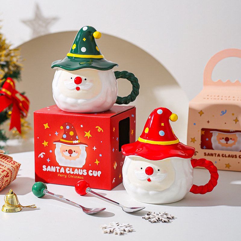 Santa Claus en forma de tazas de cerámica tazas de agua tazas de regalo de Navidad para amigos chicas tazas de café
