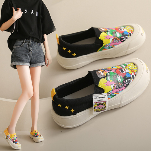  New Women's Shoes Slip-On Flat Shoes Foreign Trade Cloth Shoes Korean Style Fashion Casual Canvas Shoes Dropshipping