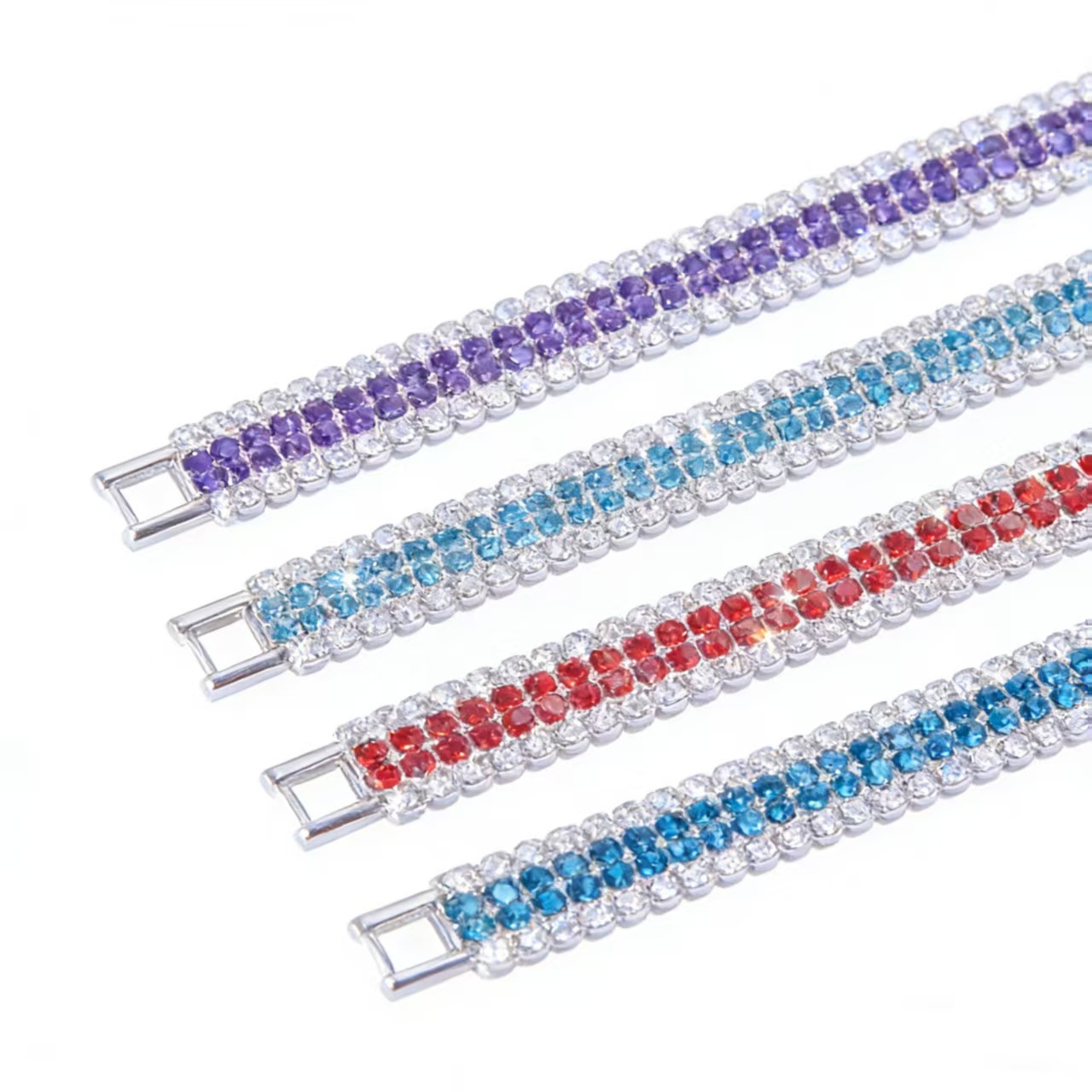 Luxuriöses Herrenarmband Aus Versilbertem Kristall Und Strass_voghion.com