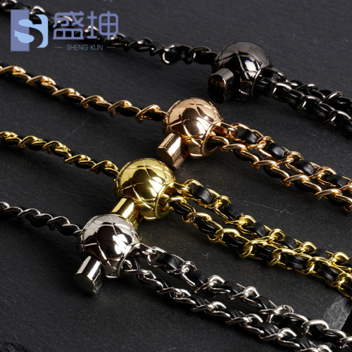 Extend the chain of the small perfume bag by 1.4 meters, wear pu leather gold bead adjustment strap with zinc alloy hardware dog buckle chain