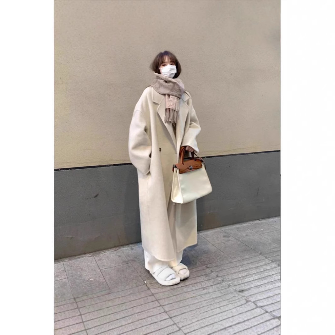 Dragon and Phoenix Wool Mid-length Woolen Coat Women's Over-the-knee Autumn and Winter New Loose Woolen Coat Women's Coat Loose Coat