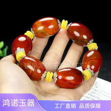 战国红玛瑙手串玉石水晶玛瑙男款大号桶珠手链玉石玉器礼品饰品