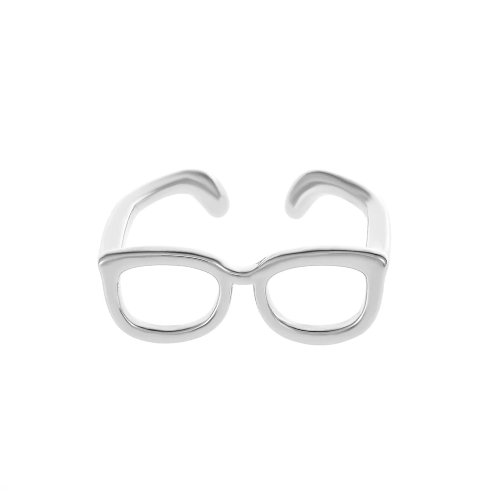 Ring — Small Design 'Glasses' Adjustable Finger Ring, Japanese‑Korean Minimalist Style, Gold/White/Black