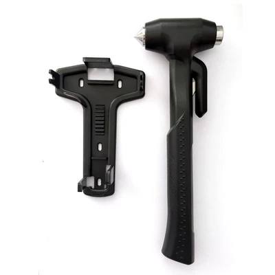 Cross-Border Car Safety Hammer, Long-Handled Large Escape Hammer for Cars, Buses, and Coaches, Fire Emergency Window-Breaking Tool for Vehicles (Qəza çəkici) - black-km49-long-handle-safety-hammer-base-blister-paper-card