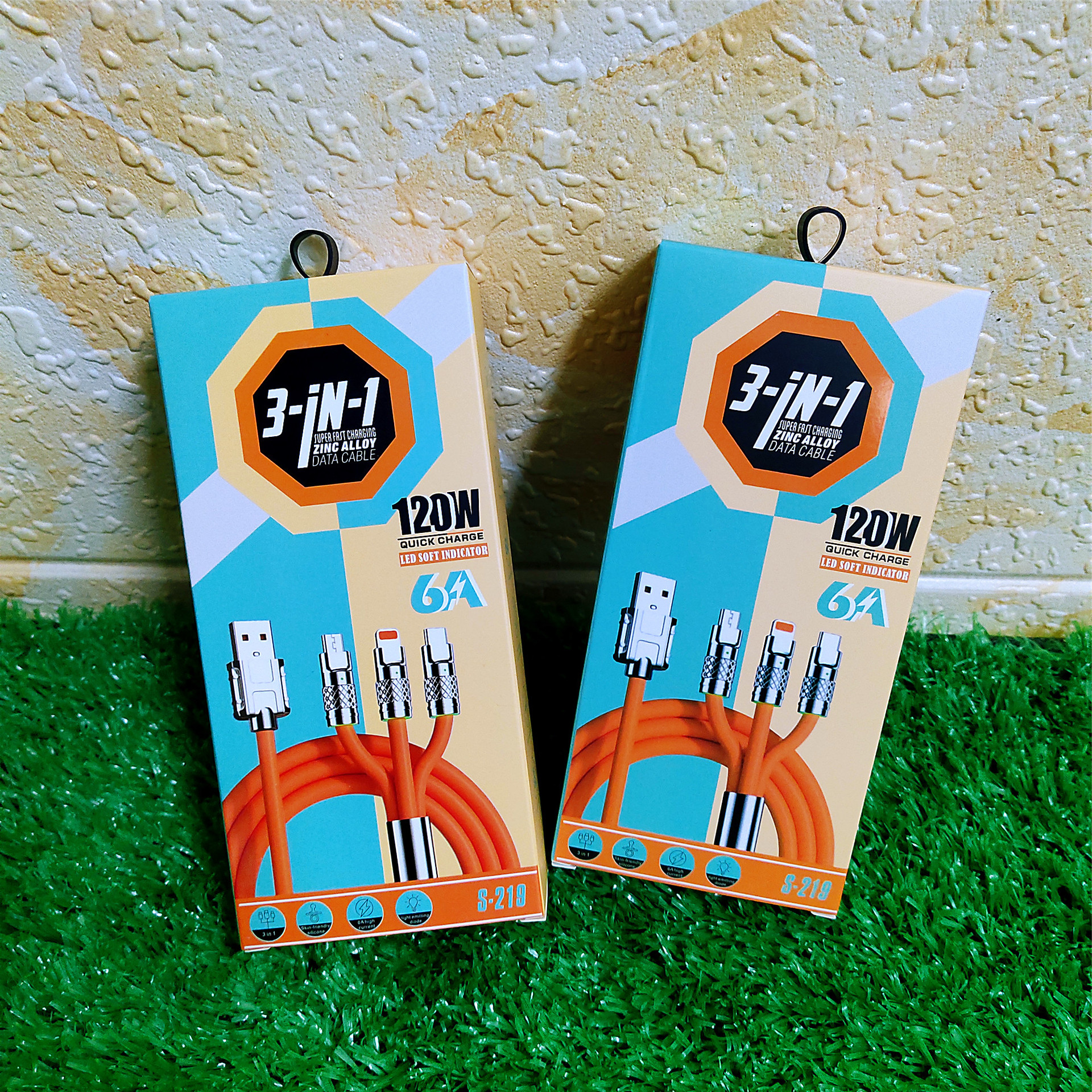 120W锌合金6A机客线一拖三包装彩盒 抖音同款极客线 快充中性盒子