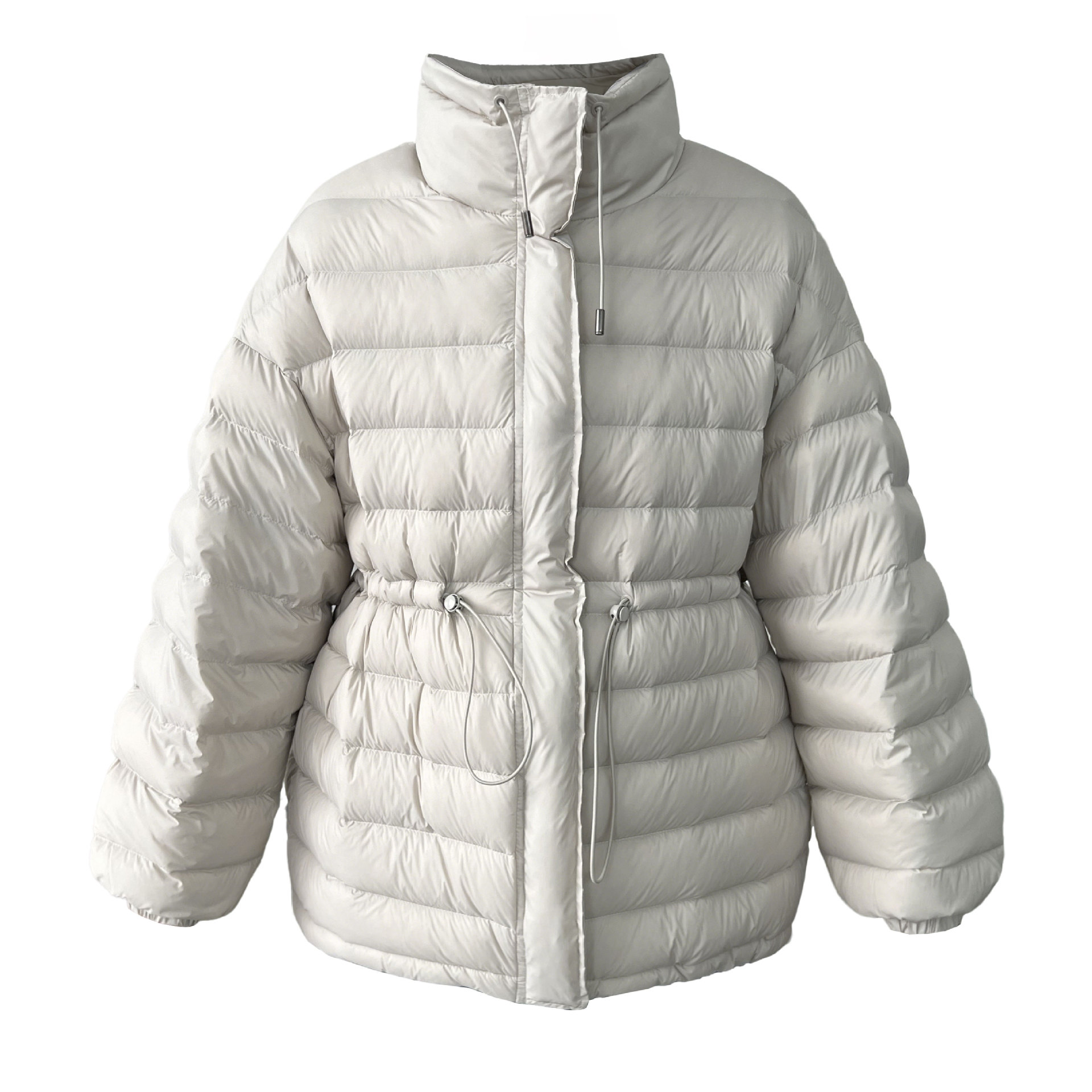 Korean Style Rib down Jacket for Women 2025 Winter New Drawstring Waist Slimming Look 90 White Duck down Short Jacket Y82