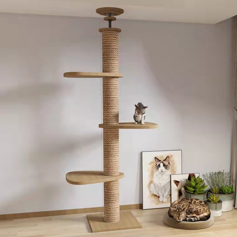 Tong Tianzhu gato escalada estante gato nido gato árbol en un gato juguete gato agarrar tabla seda gran estante de gato de madera sólida gato salto plataforma