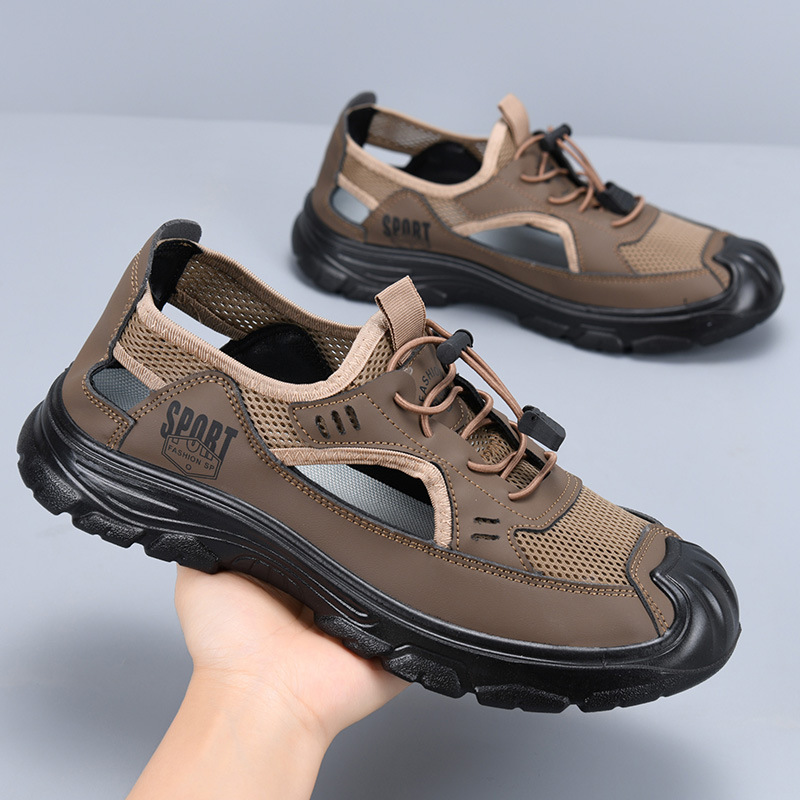 2025 verano nuevo estilo sandalias hombres huecos transpirables malla agujeros zapatos casuales de conducción de suela suave zapatos de conducción para hombres zapatos de playa