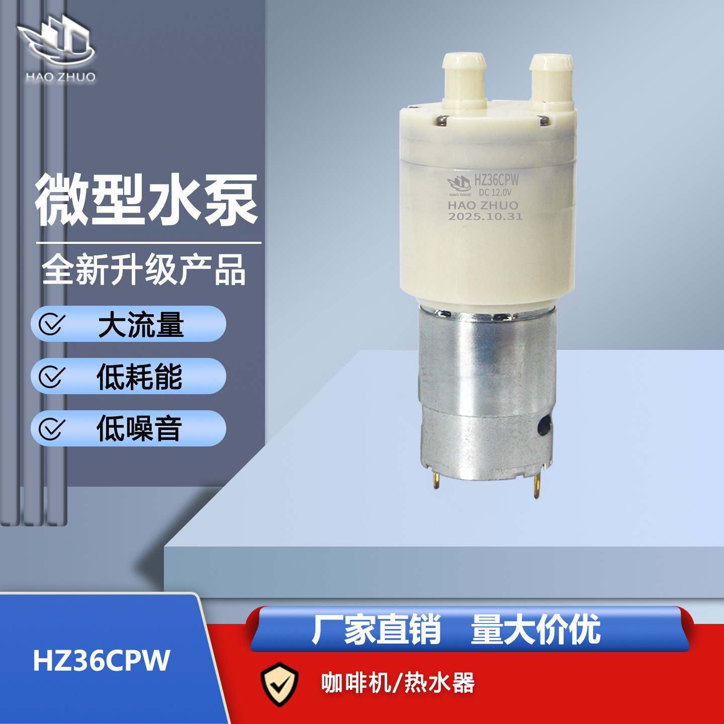 36CPW定制微型隔膜泵大流量热水器微型自吸泵微型水泵