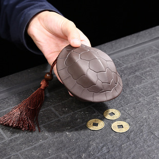 Purple Clay Fortune Turtle Shell Handle Ornament Wealth-Attracting Tea Pet Ornament Premium Customizable Tea Toy Tea Set Accessory