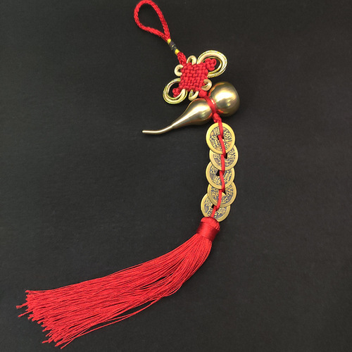 Fulu Town House Gourd Five Emperors Money Real Copper Coin Pendant Phnom Penh Rich Knot Hollow Hanging Ornament Chinese Small Gift