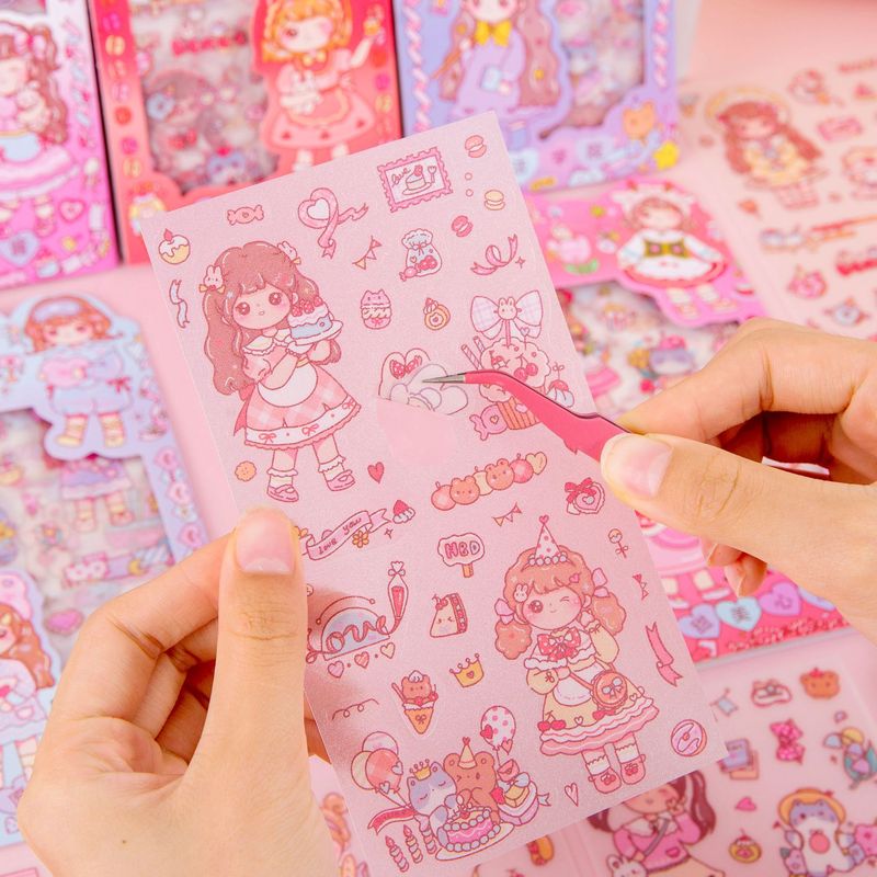 漫画ハニーソースガールステッカーかわいいガーリーハート防水ペットキャラクター装飾ステッカー DIY ハンドブック素材ステッカー|undefined