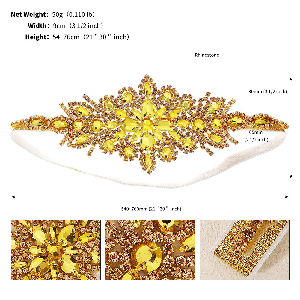 Fashion Water Droplets Flower Cloth Inlay Rhinestones Hair Band 1 Piece