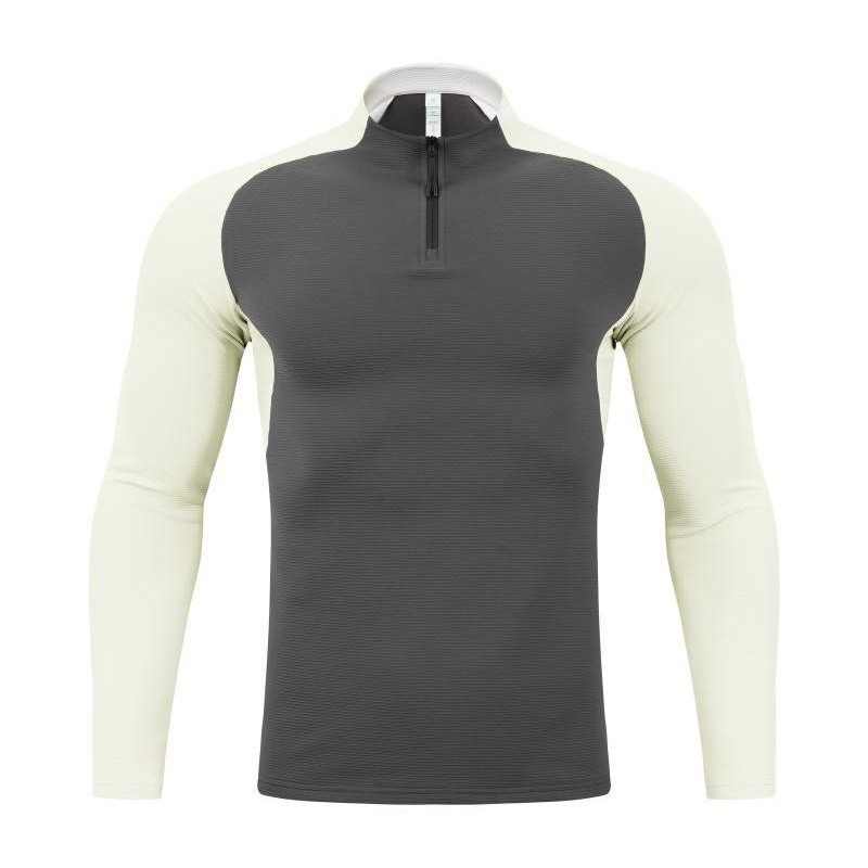 Otoño y invierno nuevo hombre de manga larga media cremallera camiseta deportiva casual versátil ropa europea y americana para correr fitness medio abierto