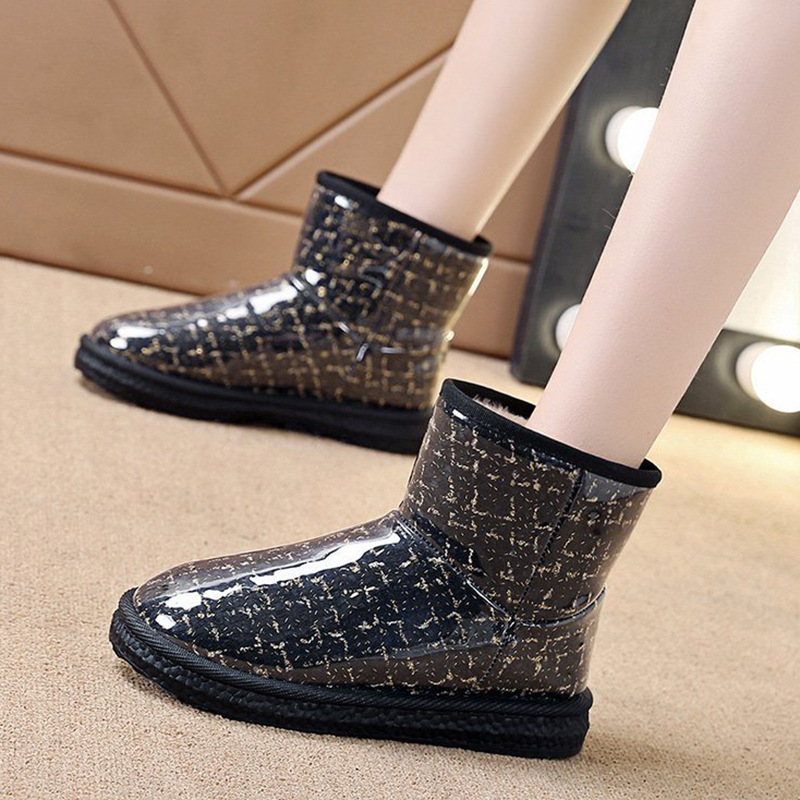 Botas de nieve de moda para mujeres nuevos zapatos de algodón de nieve antideslizantes impermeables gruesos con forro polar para mujeres