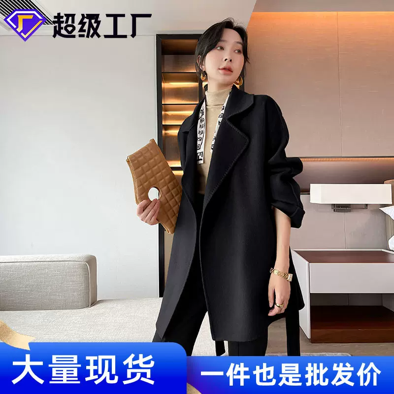 100纯山羊绒小个子双面羊绒大衣女短款2025新款秋冬外套口袋设计