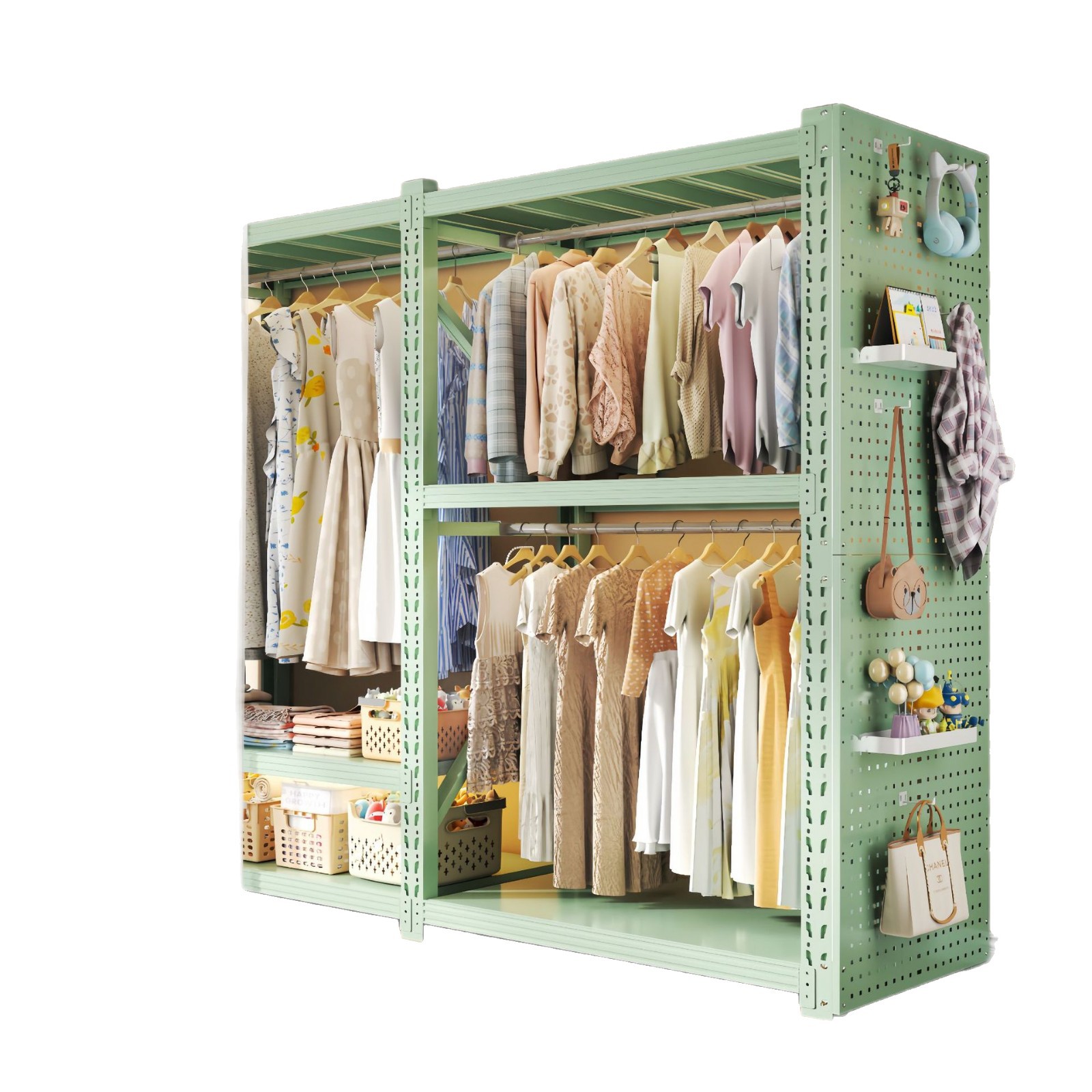 Estante percha percha abierta gabinete de almacenamiento de dormitorio estante simple perchero estante de alquiler armario
