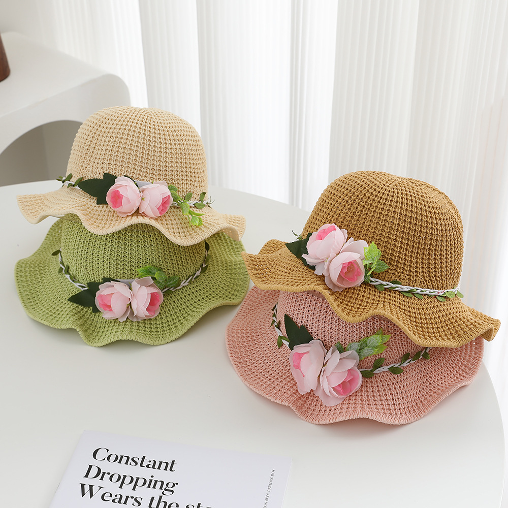 Kids Sun Hat Upf 50+ Wide Brim Straw Hat For Summer Beach_voghion.com