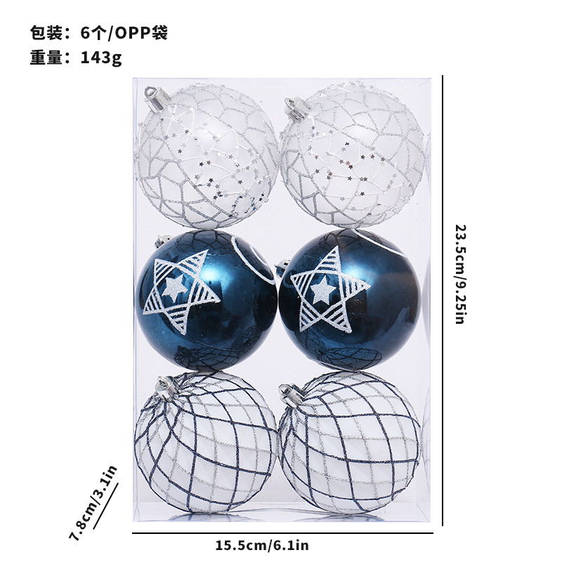 Nuevos productos transfronterizos decoraciones de Navidad 6 INS set de bolas de Navidad pintadas europeas colgantes de árbol de Navidad
