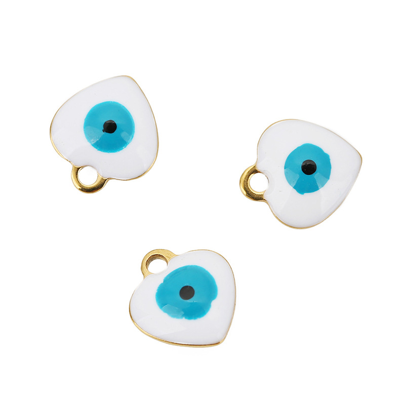 Hole 1~1.9mm Hole Size 20 PCS/Package 8*10mm Hole 1~1.9mm 304 Stainless Steel Heart Shape Eye Pendant