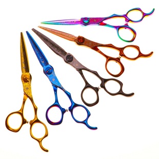 6inch Multi-Color Titanium Plated Printed Hair Scissors for Hair Salons Special Straight Scissors Thinning Scissors Hairdressing Scissors Set