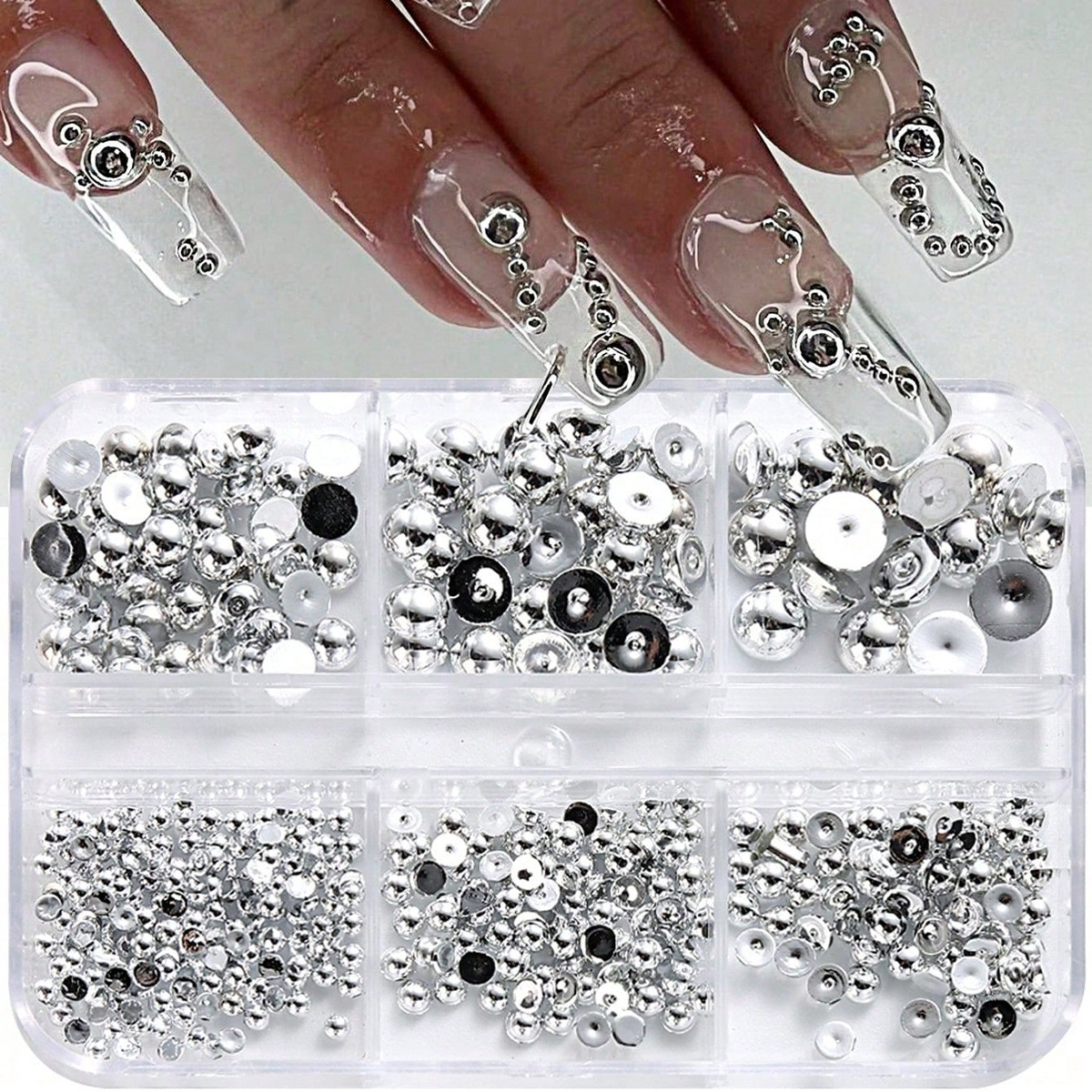 Cruz-frontera popular remache de uñas joyería no se desvanece mezclado 6-rejilla de metal largo hueco estrella Luna decoración de uñas