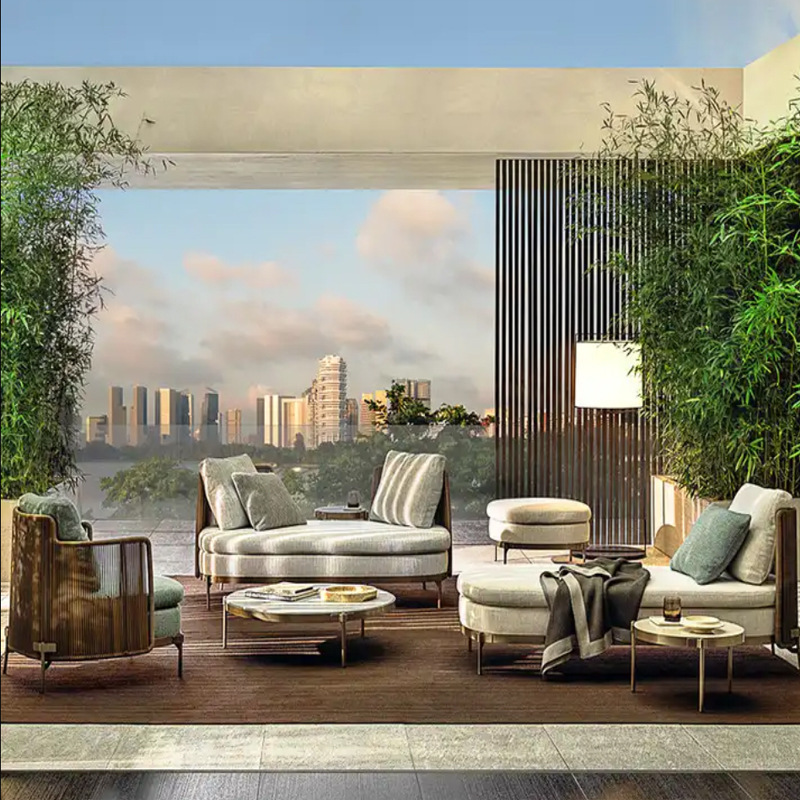 户外休闲沙发休闲别墅花园庭院竹藤桌椅室外双人藤编简易家具组合