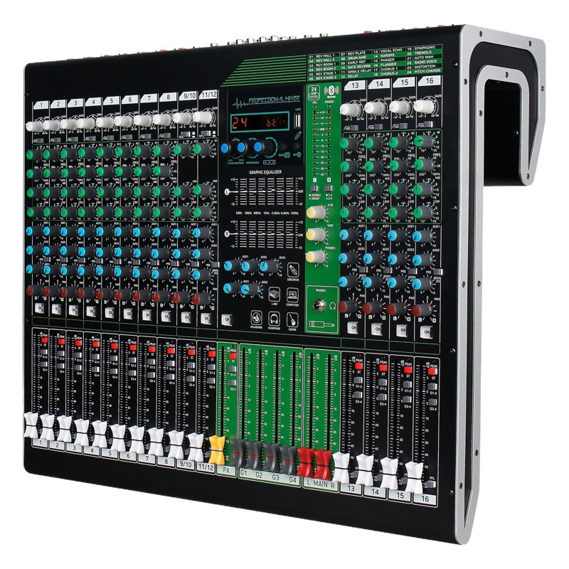 Mezclador profesional 12/16/24 carretera etapa banda rendimiento Conferencia pequeño USB portátil con Bluetooth Monitor DJ