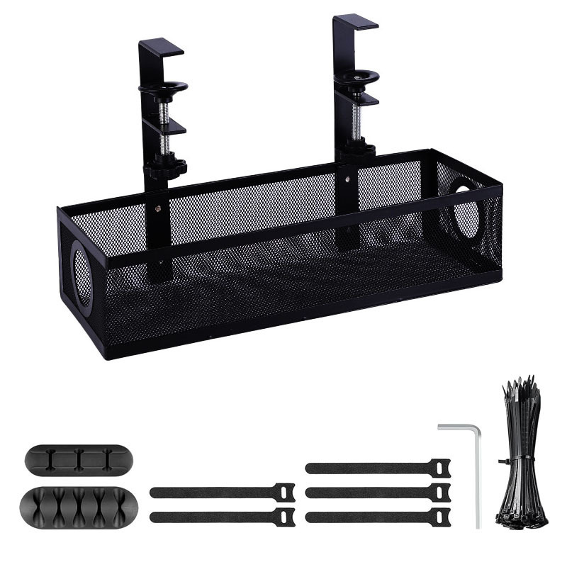 1 juego de cesta de almacenamiento negra + 1 silicona de tres orificios + 1 TPR de cinco orificios + 5 correas de velcro + 30 bridas para cables