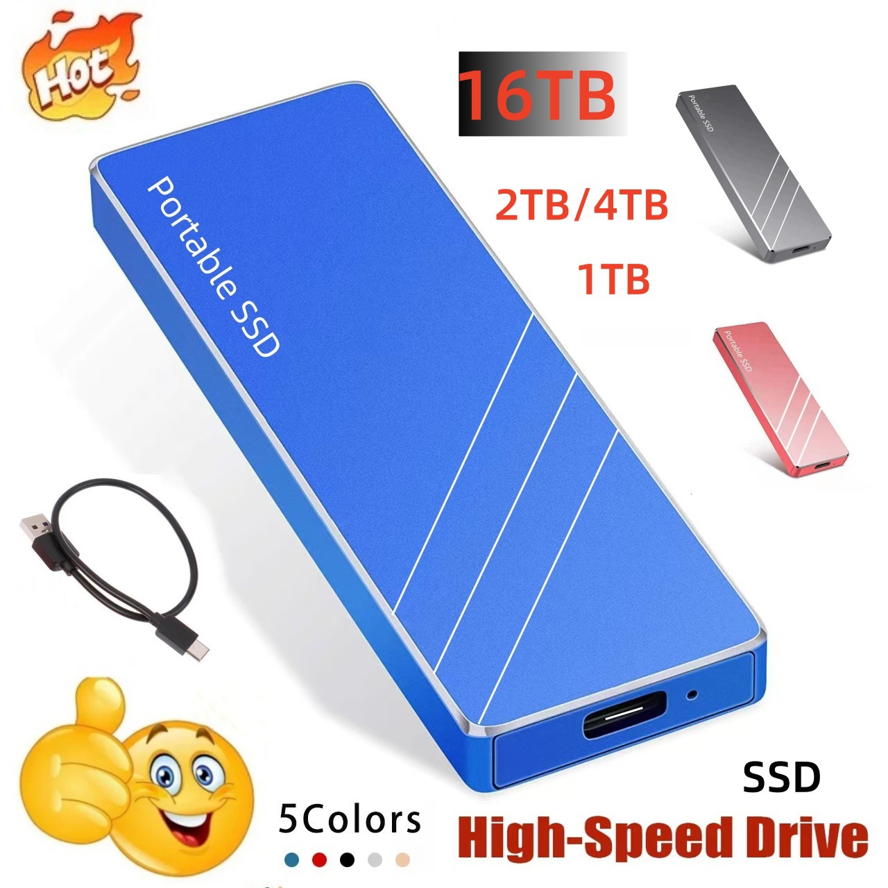 Cross-Border Ssd Metal Mobile Hard Drive 8Tb64Tb32Tb16Tb High-Speed Hard Drive Mobile Solid-State External Hard Drive