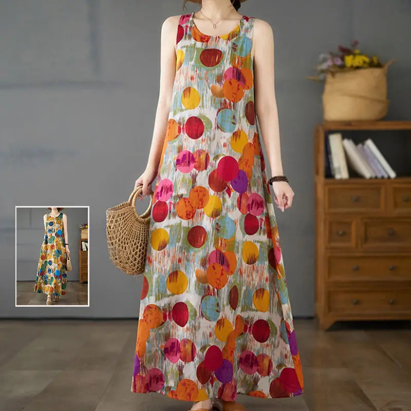 Factory Direct Sales, Dropshipping, Cross-Border Amazon Summer Women's Casual Fashion Round Neck Sleeveless Long Dress Factory Direct Sales, Dropshipping, Cross-Border Amazon Summer Women's Casual Fashion Round Neck Sleeveless Long Dress