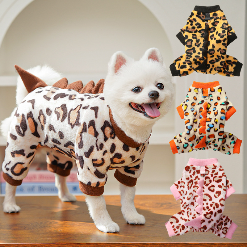 猫咪衣服毛衣服四脚狗狗衣服秋冬加绒衣比熊宠物用品保暖豹纹恐龙|undefined