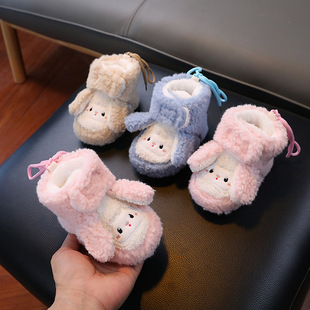 Baby's Super Thick Non-Slip Snow Boots Autumn and Winter Warm Cotton Shoes Don't Fall Soft Bottom Toddler Shoes Plush Foot Protection for Baby in Winter