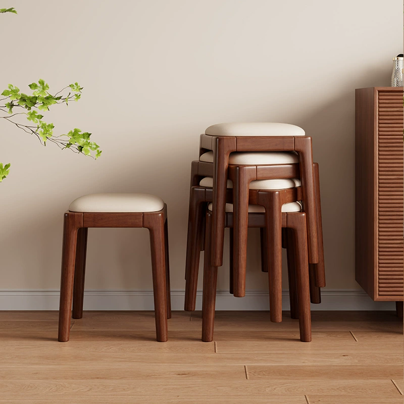 Стулья из массива дерева, которые можно штабелировать, удобные для длительного сидения, креативные квадратные табуреты, табуреты для дивана, табуреты для хранения, стулья, круглые табуреты.