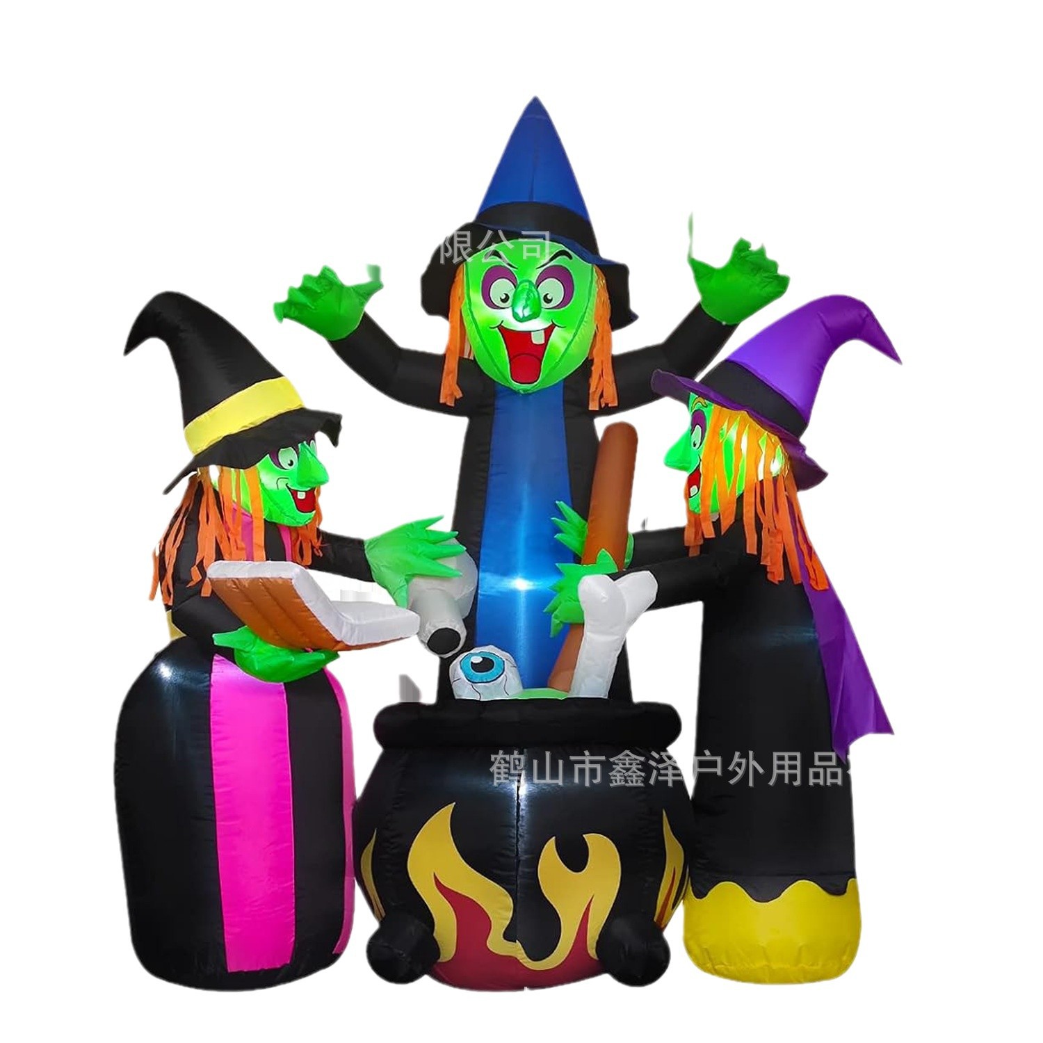 Transfronterizos Halloween 3 brujas modelo de aire cara verde inflada LED decoración luminosa decoración de la fiesta accesorios al aire libre