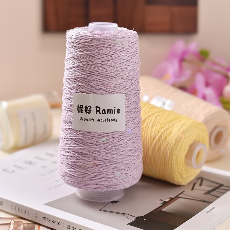 Natural Ramie Thread, Sequin Thread, Linen with Bones, Summer Vest, Short-Sleeved Hand-Knitted Crochet Shawl, Hand-Knitted Thread
