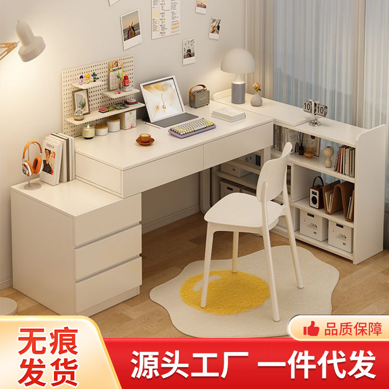 Corner desk bookshelf integrated student study desk bedroom computer desk home girl bedside makeup table and chair suit