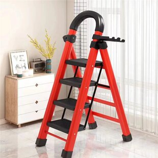 Ladder Household Folding Ladder Thickened Carbon Steel Herringbone Ladder Mobile Staircase Telescopic Ladder Step Ladder Multi-Functional Indoor Ladder