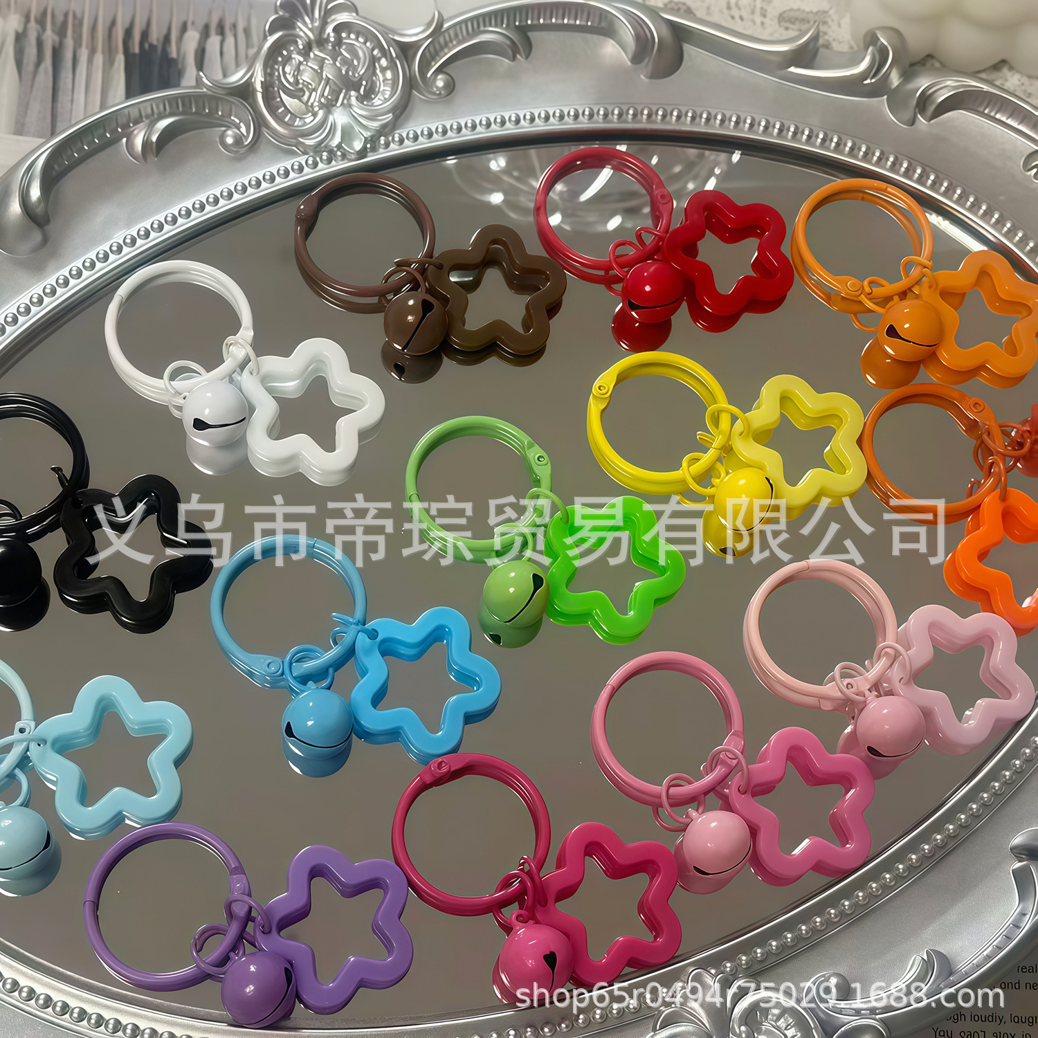 Colorful Five-Pointed Star Keychain Pendant Handmade DIY Bell Jewelry Accessories Keychain Cute Women's Bag Pendant