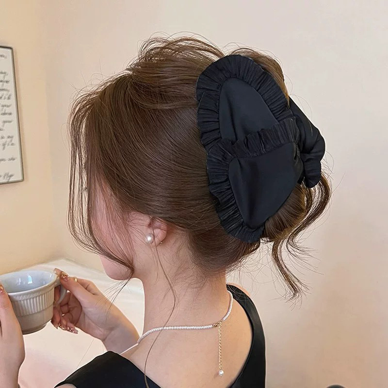 Черная заколка-крабик, 13см