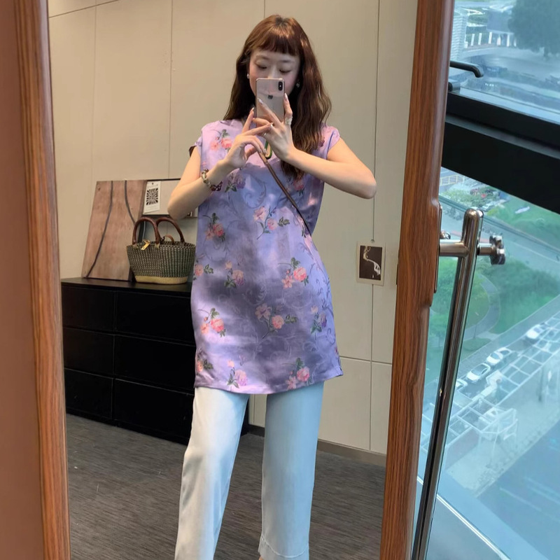 2026 Summer New Style New Chinese Retro Stand Collar Buttoned Vest Dress High Waist Retro Straight Leg Jeans