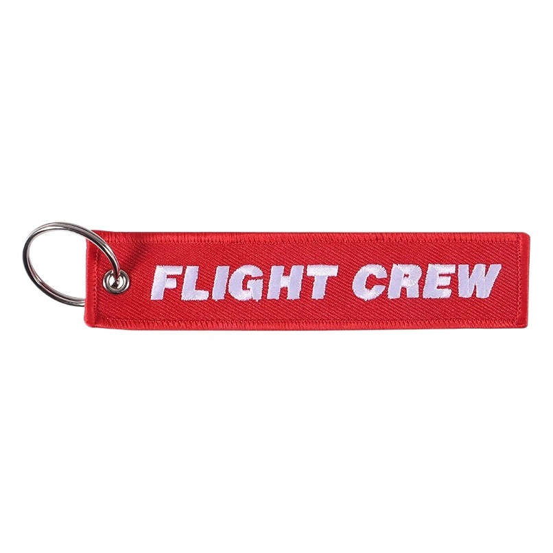 Amazon AliExpress Hot Sale Aviation Keychain Red Double Sided Embroidery FLIGHT CREW Keychain