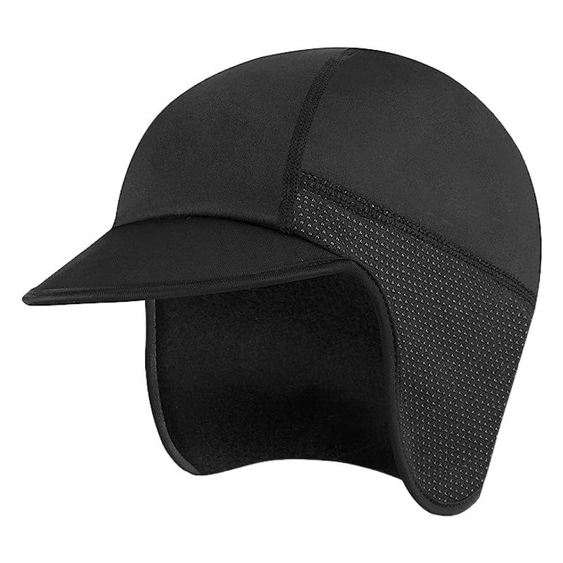 Autumn and winter cold-proof fleece comfortable hat riding warm peaked cap reflective design ear-covering helmet liner headgear