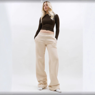 2025 New Cross-border Amazon Women's Clothing European and American Spring and Autumn Solid Color Casual Wide-leg Pants