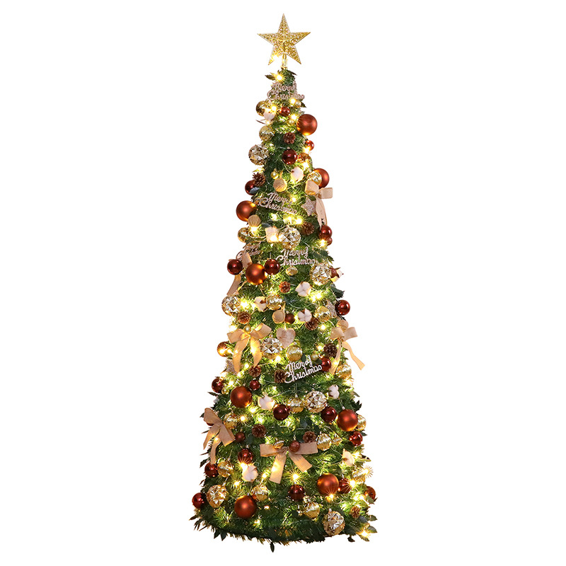 Nueva decoración de Navidad cifrada gran decoración plegable sin instalación retráctil paquete de árbol de Navidad luminoso de lujo