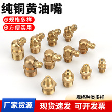 M6M8M10国标纯铜直通式黄油嘴弯头45度90度挖掘机注油杯油嘴