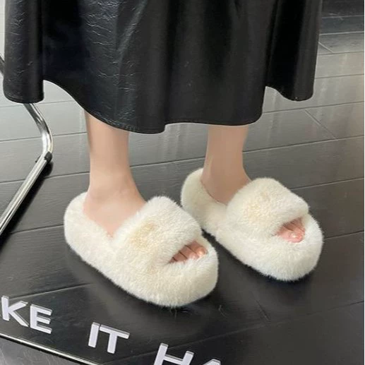 Осенне-зимние простые тапочки Little Maomao, женские с толстой подошвой, повышенные повседневные домашние тапочки