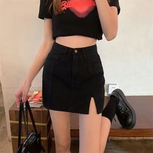 开叉牛仔短裙女春夏2024年新款夏季高腰小个子包臀a字半身裙子潮