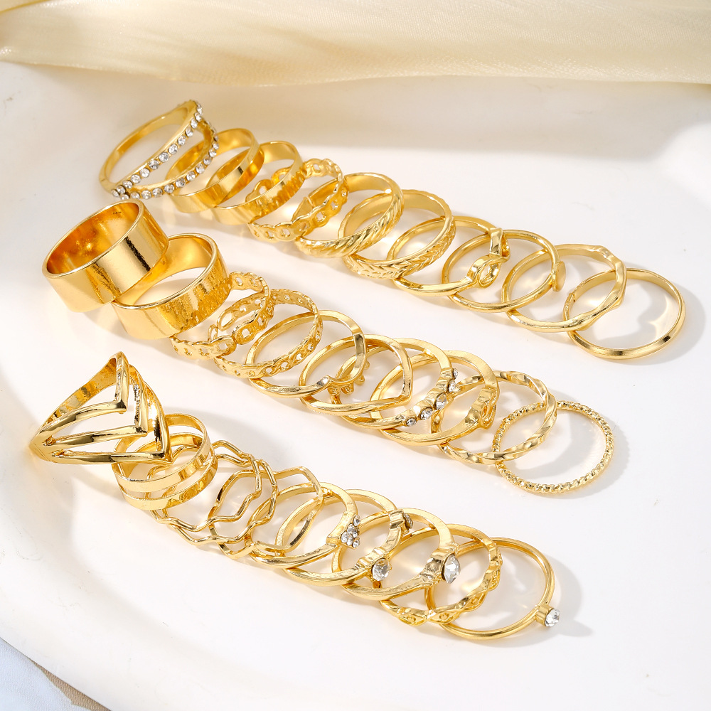 43g Weight Rings Classification 1 Set Quantity Holiday, Daily Occasion Alloy Material Waves, Heart Shape Pattern Women's Gender Plating Design Simple Style, Classic Style Style Simple Style Classic Style Waves Heart Shape Alloy Plating Women's Rings 5